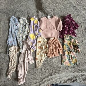 Baby Girl Newborn 0-3 Months Outfits Clothes Lot Of 10 Sleepers Mixed Brands